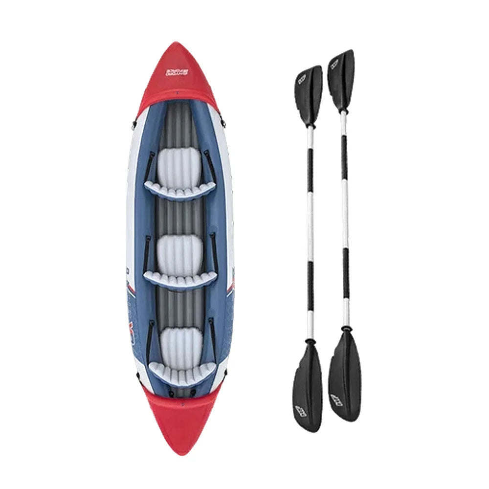 TREKKA Inflatable SUP Kayak 1/2/3 Person Anti-Slip V-Bow Removable Fin Three Air Chambers Stable Control