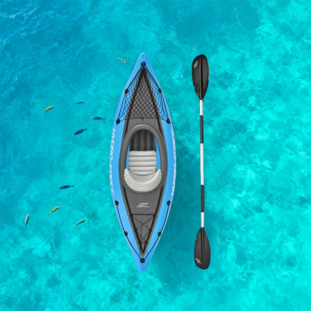 TREKKA 1/2 Person Inflatable Kayak SUP Board Adjustable Backrest Seat Anti-Slip Deck Safe Three-Chamber Design