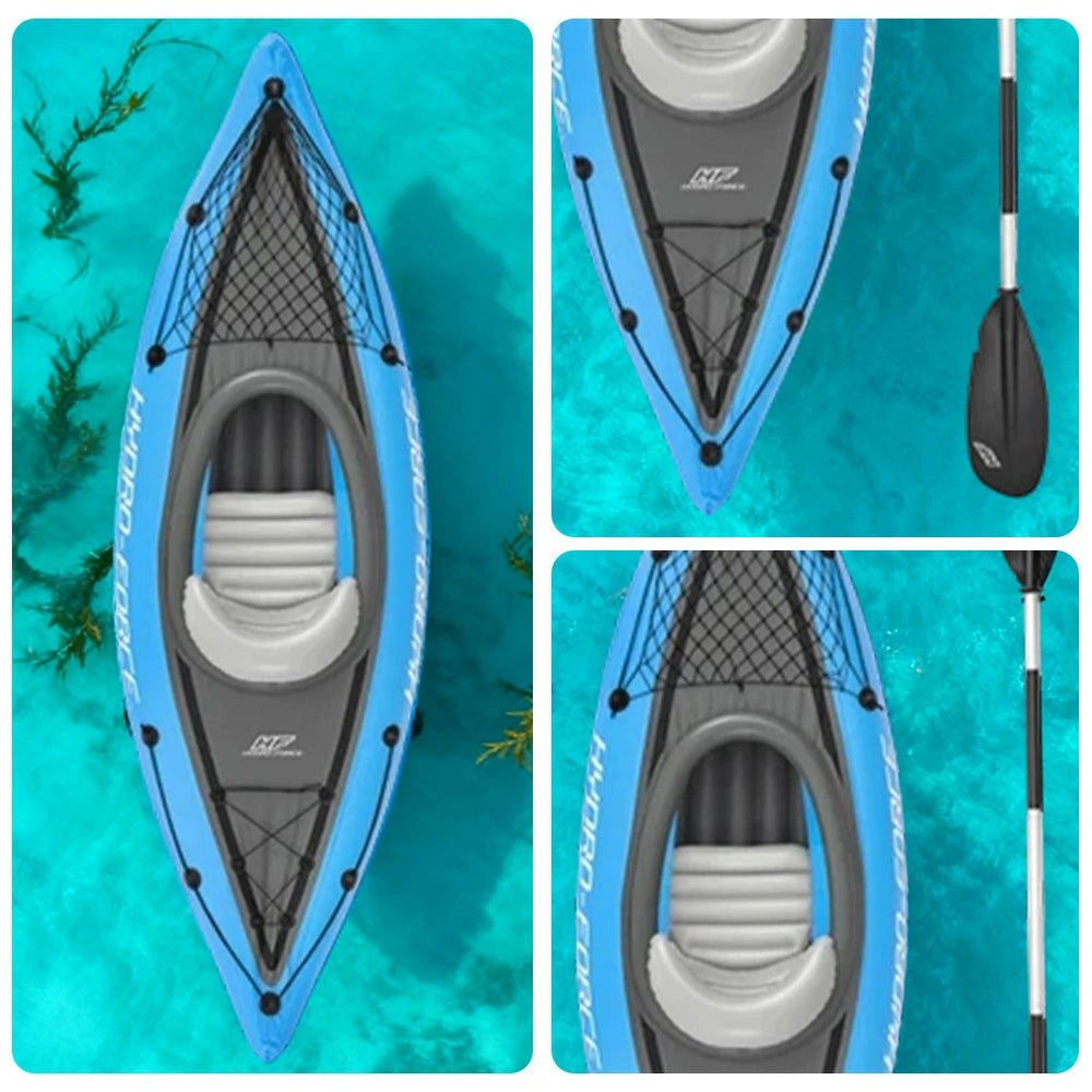 TREKKA 1/2 Person Inflatable Kayak SUP Board Adjustable Backrest Seat Anti-Slip Deck Safe Three-Chamber Design