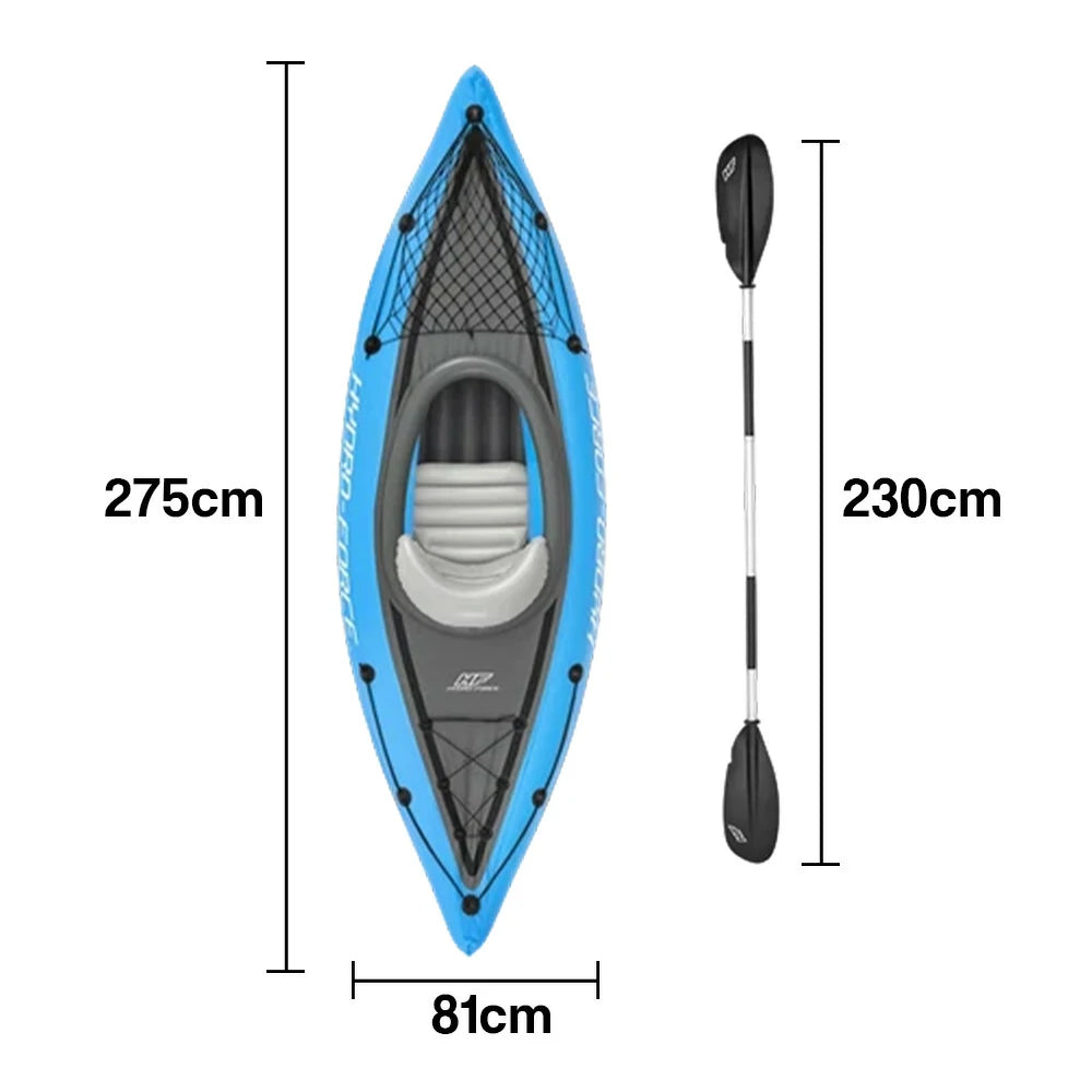 TREKKA 1/2 Person Inflatable Kayak SUP Board Adjustable Backrest Seat Anti-Slip Deck Safe Three-Chamber Design