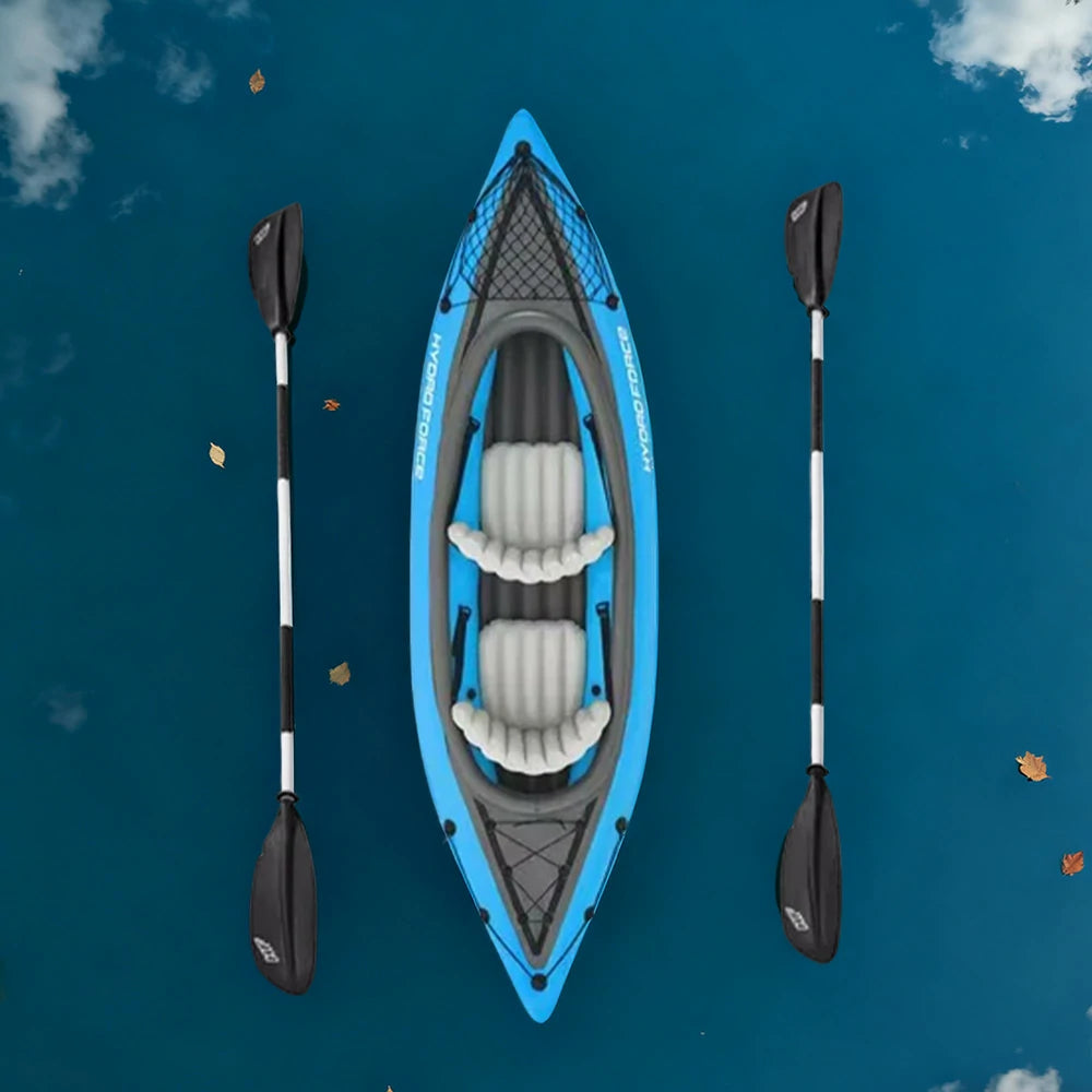 TREKKA 1/2 Person Inflatable Kayak SUP Board Adjustable Backrest Seat Anti-Slip Deck Safe Three-Chamber Design