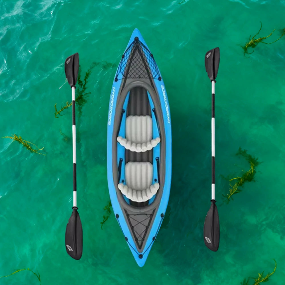 TREKKA 1/2 Person Inflatable Kayak SUP Board Adjustable Backrest Seat Anti-Slip Deck Safe Three-Chamber Design