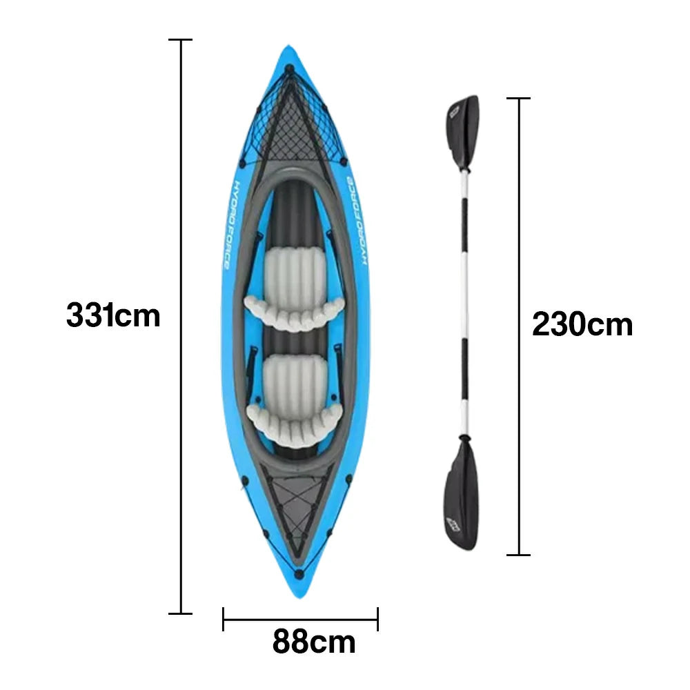 TREKKA 1/2 Person Inflatable Kayak SUP Board Adjustable Backrest Seat Anti-Slip Deck Safe Three-Chamber Design