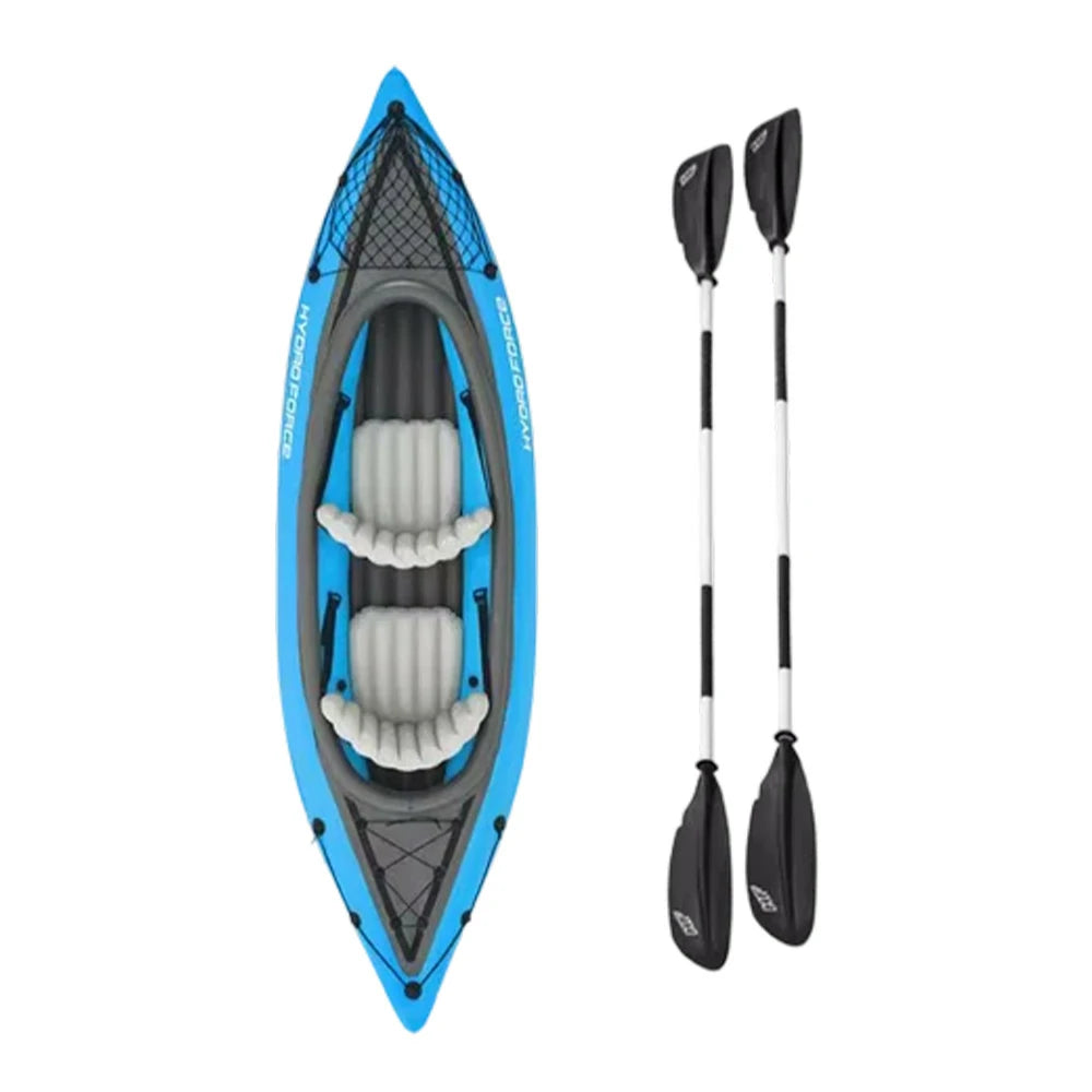 TREKKA 1/2 Person Inflatable Kayak SUP Board Adjustable Backrest Seat Anti-Slip Deck Safe Three-Chamber Design