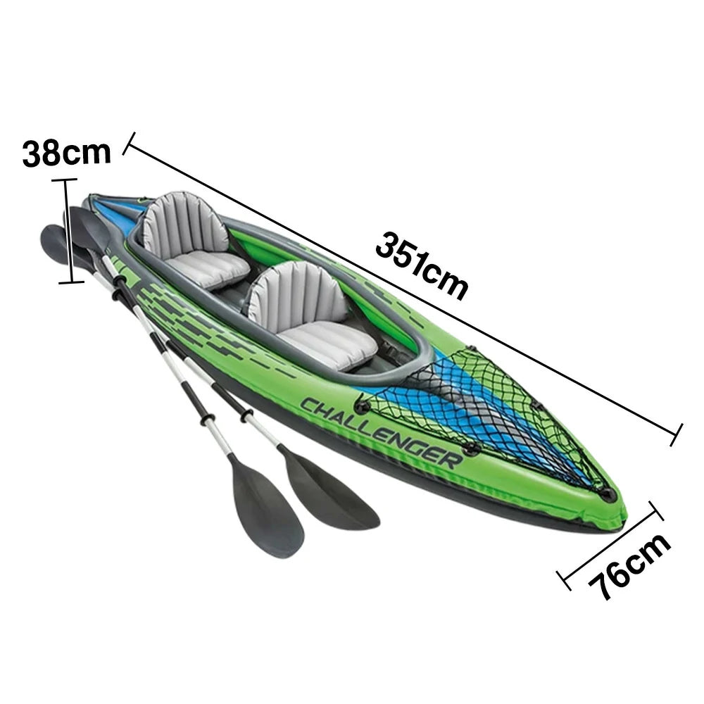 TREKKA 2-Person Inflatable Kayak Anti-Slip V-Bow Removable Fin Enhanced Tracking Multi Air Chamber Design for Safe Paddling