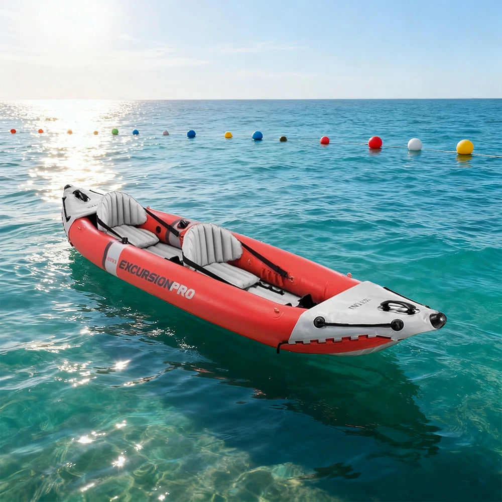 TREKKA 2-Person Inflatable Kayak Comfortable Adjustable Seats Inflatable Floor Smooth Control with Removable Fin