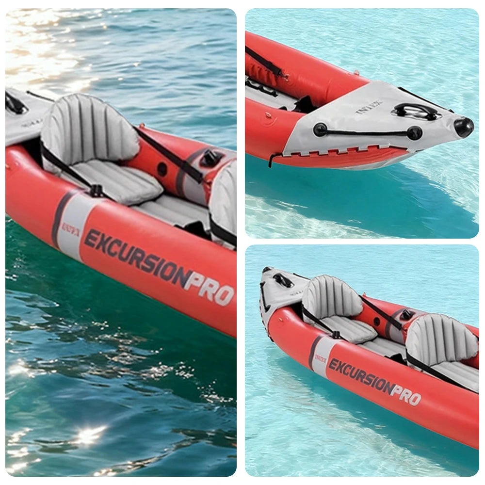 TREKKA 2-Person Inflatable Kayak Comfortable Adjustable Seats Inflatable Floor Smooth Control with Removable Fin