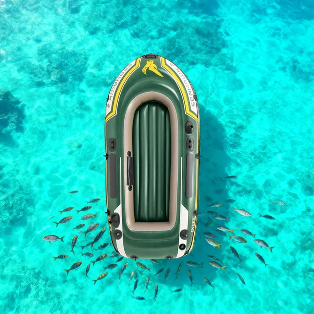 TREKKA 2/3/4-Person Inflatable Fishing Boat Fast Boston Valves Removable Seat Motor Mount Support Grab Ropes Front Carry Handle