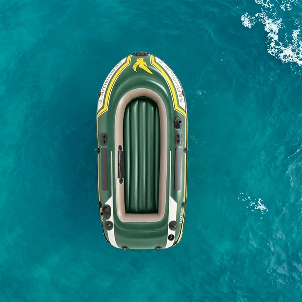 TREKKA 2/3/4-Person Inflatable Fishing Boat Fast Boston Valves Removable Seat Motor Mount Support Grab Ropes Front Carry Handle