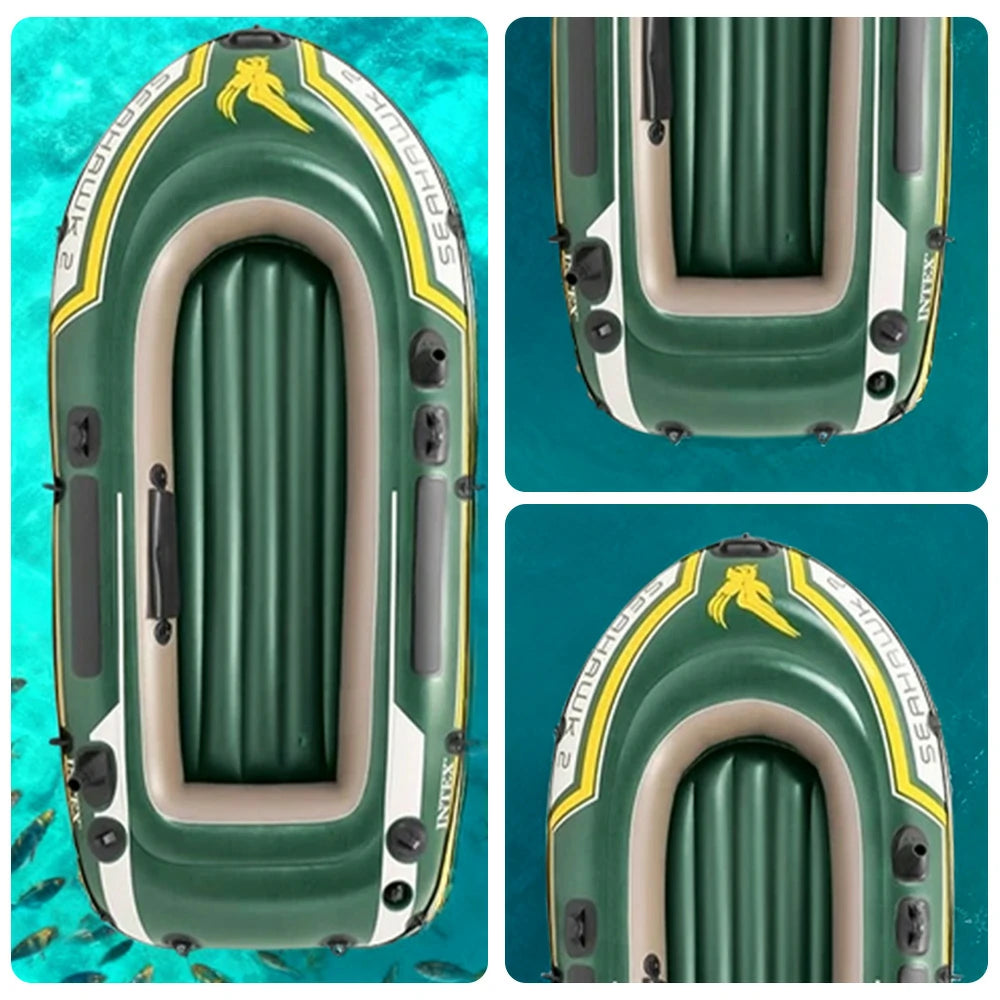 TREKKA 2/3/4-Person Inflatable Fishing Boat Fast Boston Valves Removable Seat Motor Mount Support Grab Ropes Front Carry Handle