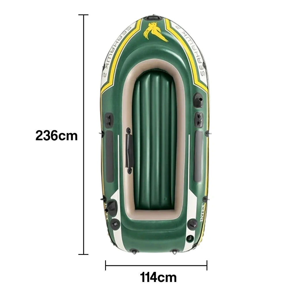 TREKKA 2/3/4-Person Inflatable Fishing Boat Fast Boston Valves Removable Seat Motor Mount Support Grab Ropes Front Carry Handle