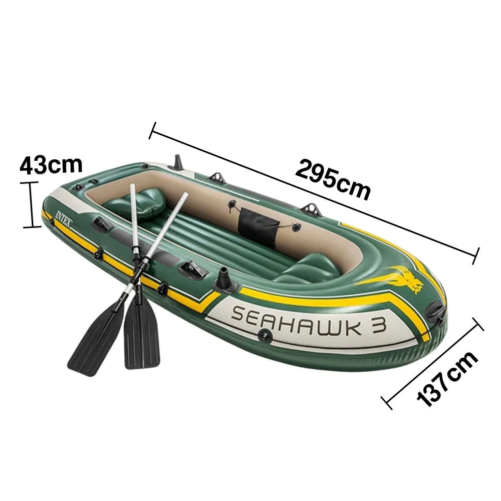 TREKKA 2/3/4-Person Inflatable Fishing Boat Fast Boston Valves Removable Seat Motor Mount Support Grab Ropes Front Carry Handle