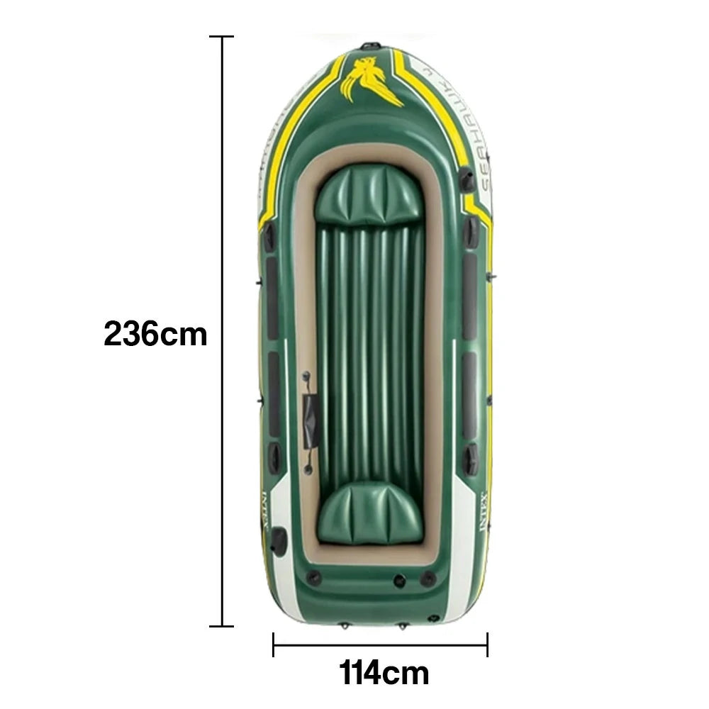 TREKKA 2/3/4-Person Inflatable Fishing Boat Fast Boston Valves Removable Seat Motor Mount Support Grab Ropes Front Carry Handle