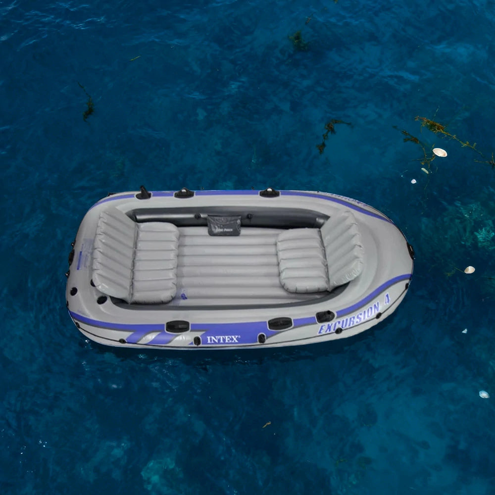 TREKKA 4-Person Inflatable Kayak Tri-Air-Chamber Design Motor-Ready I-Beam Floor Soft Grab Rope Stable Support for Fishing & Recreation