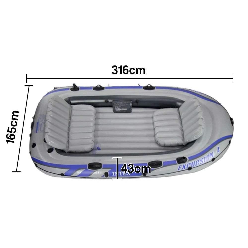 TREKKA 4-Person Inflatable Kayak Tri-Air-Chamber Design Motor-Ready I-Beam Floor Soft Grab Rope Stable Support for Fishing & Recreation