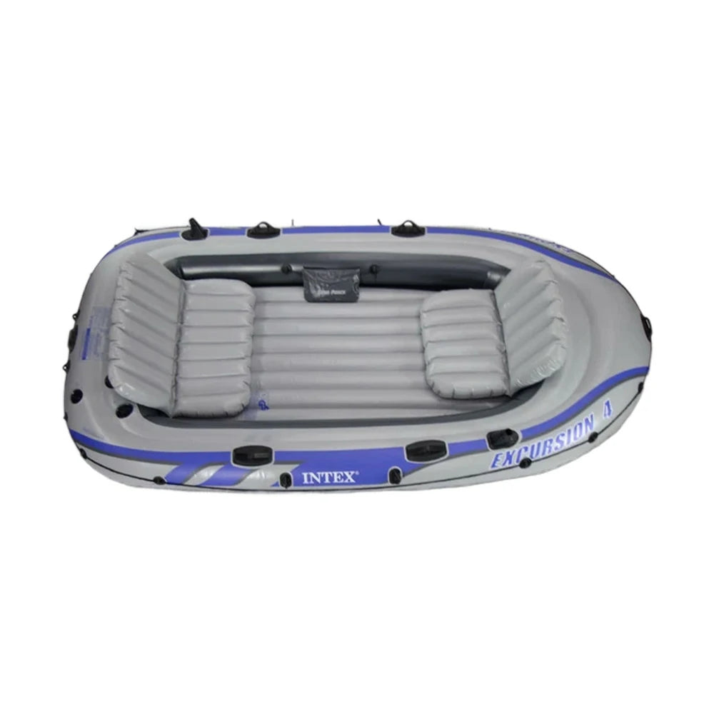 TREKKA 4-Person Inflatable Kayak Tri-Air-Chamber Design Motor-Ready I-Beam Floor Soft Grab Rope Stable Support for Fishing & Recreation