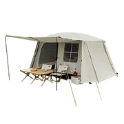 TREKKA Villa-Style Camping Tent with Grid Windows Spacious Design, Sun Protection, Ideal for Family Camping - Cream White