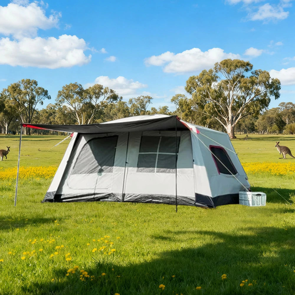 TREKKA Full-Blackout Flagship Camping Tent without Side Awnings - All-Around Sun Protection, Premium Shelter for Family Camping - Grey