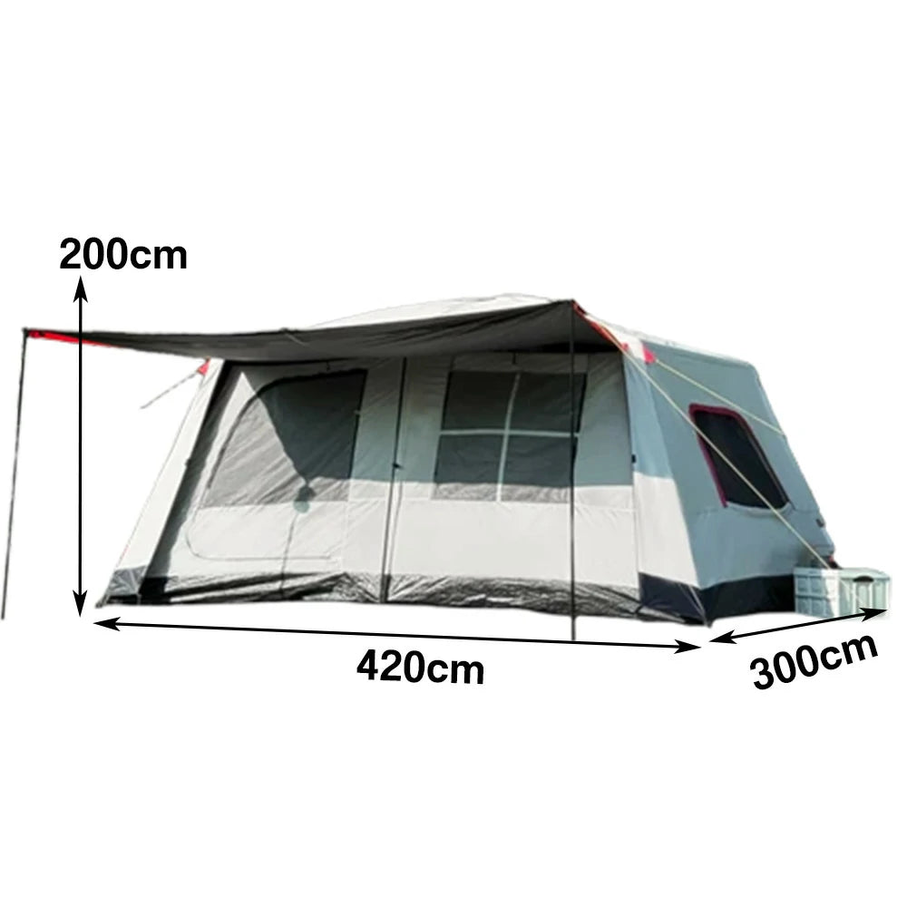 TREKKA Full-Blackout Flagship Camping Tent without Side Awnings - All-Around Sun Protection, Premium Shelter for Family Camping - Grey