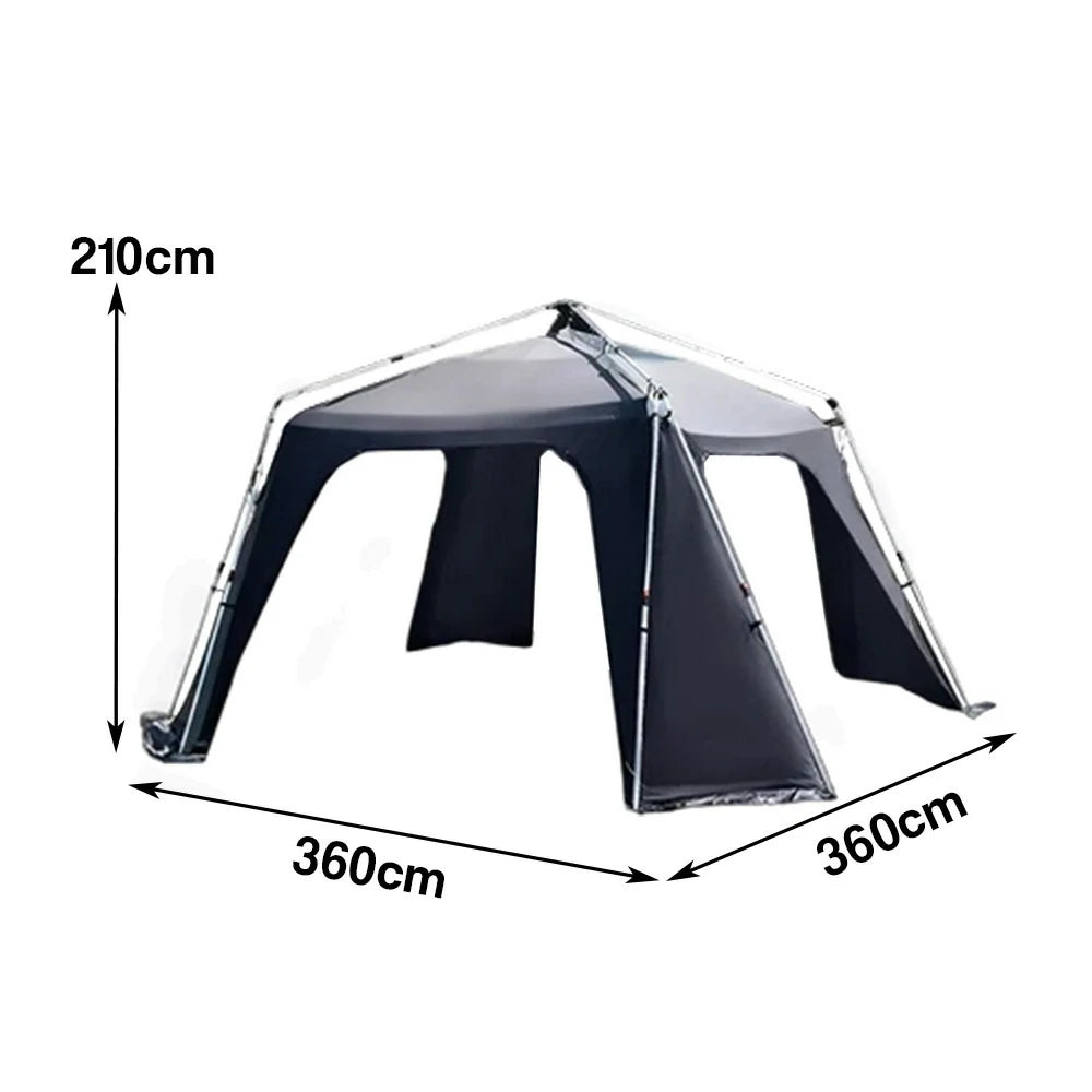 TREKKA Aluminum Alloy Dome Canopy Tent - Instant Setup, Wind-Resistant Octagonal Design, Spacious Outdoor Shelter - Black