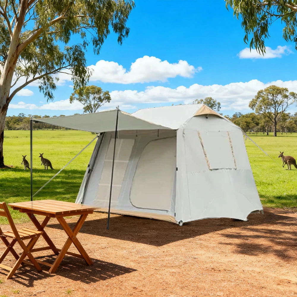 TREKKA Cloud Dancer Silver-Coated Camping Tent with Extended Canopy - Sun Protection, Quick Setup, Spacious Lightweight Outdoor Shelter - Silver