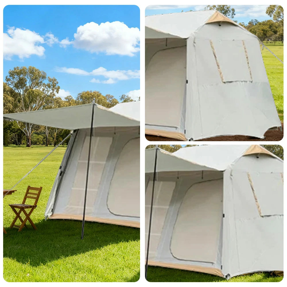 TREKKA Cloud Dancer Silver-Coated Camping Tent with Extended Canopy - Sun Protection, Quick Setup, Spacious Lightweight Outdoor Shelter - Silver