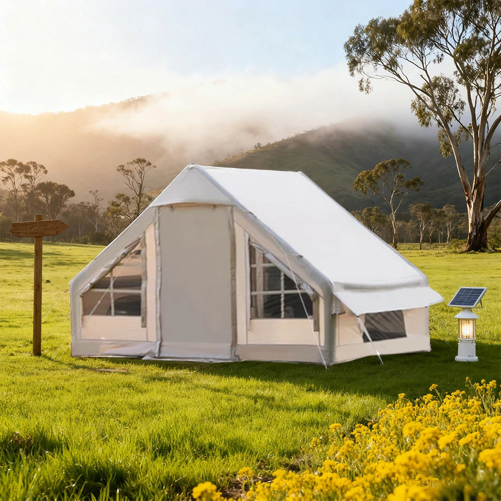 TREKKA Bear Inflatable Family Camping Tent - Extra-Large Space, Fast Setup, Stable Air-Beam Structure for Group Camping - Beige