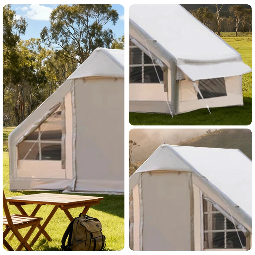 TREKKA Bear Inflatable Family Camping Tent - Extra-Large Space, Fast Setup, Stable Air-Beam Structure for Group Camping - Beige