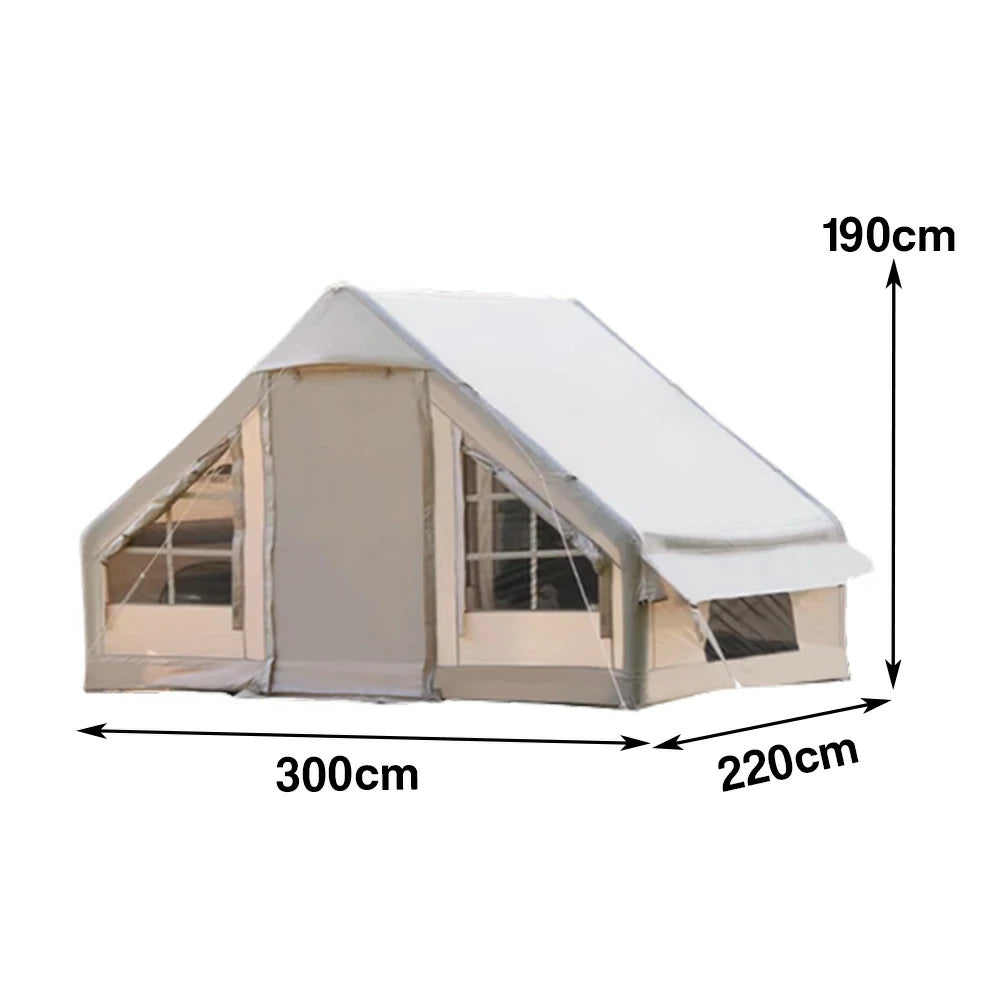 TREKKA Bear Inflatable Family Camping Tent - Extra-Large Space, Fast Setup, Stable Air-Beam Structure for Group Camping - Beige