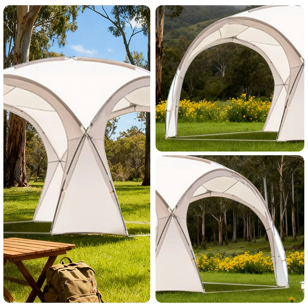 TREKKA Dome Canopy Sun Shelter with Arched Roof - Extra-Large Shading Area, Silver-Coated UV Protection, Outdoor Camping Canopy - Cream White
