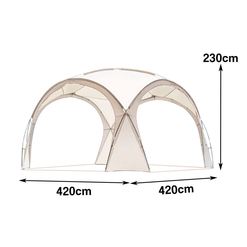 TREKKA Dome Canopy Sun Shelter with Arched Roof - Extra-Large Shading Area, Silver-Coated UV Protection, Outdoor Camping Canopy - Cream White