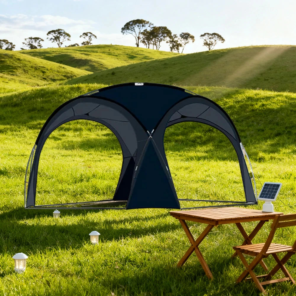 TREKKA Dome Canopy Sun Shelter with Arched Roof - Extra-Large Shading Area, Silver-Coated UV Protection, Outdoor Camping Canopy - Black