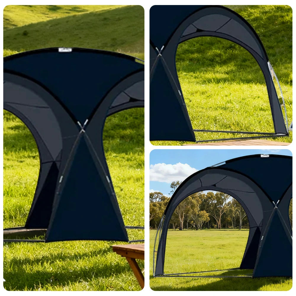 TREKKA Dome Canopy Sun Shelter with Arched Roof - Extra-Large Shading Area, Silver-Coated UV Protection, Outdoor Camping Canopy - Black