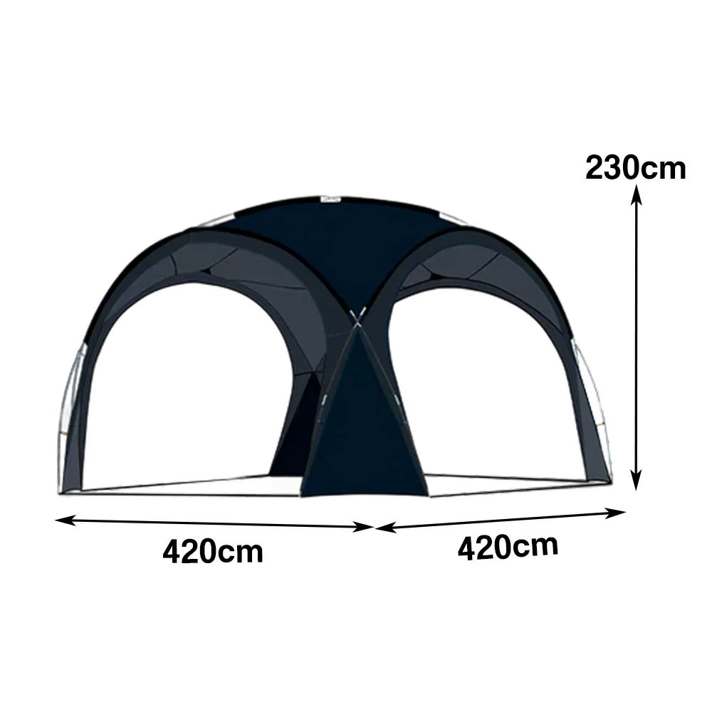 TREKKA Dome Canopy Sun Shelter with Arched Roof - Extra-Large Shading Area, Silver-Coated UV Protection, Outdoor Camping Canopy - Black