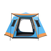 TREKKA Auto-Open Camping Tent with Full Aluminum Poles - Stable Structure, Dual Doors & Four Windows, Spacious 4-6 Person Shelter - Blue
