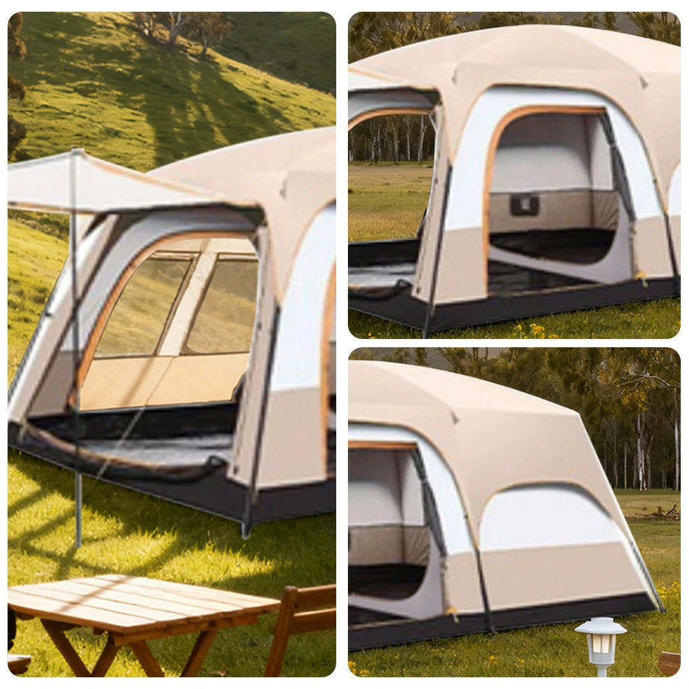 TREKKA Family Camping Tent for 2-6 People with Living Area - Double-Room Layout, Ventilated Design, Comfortable Outdoor Shelter - Mist Grey