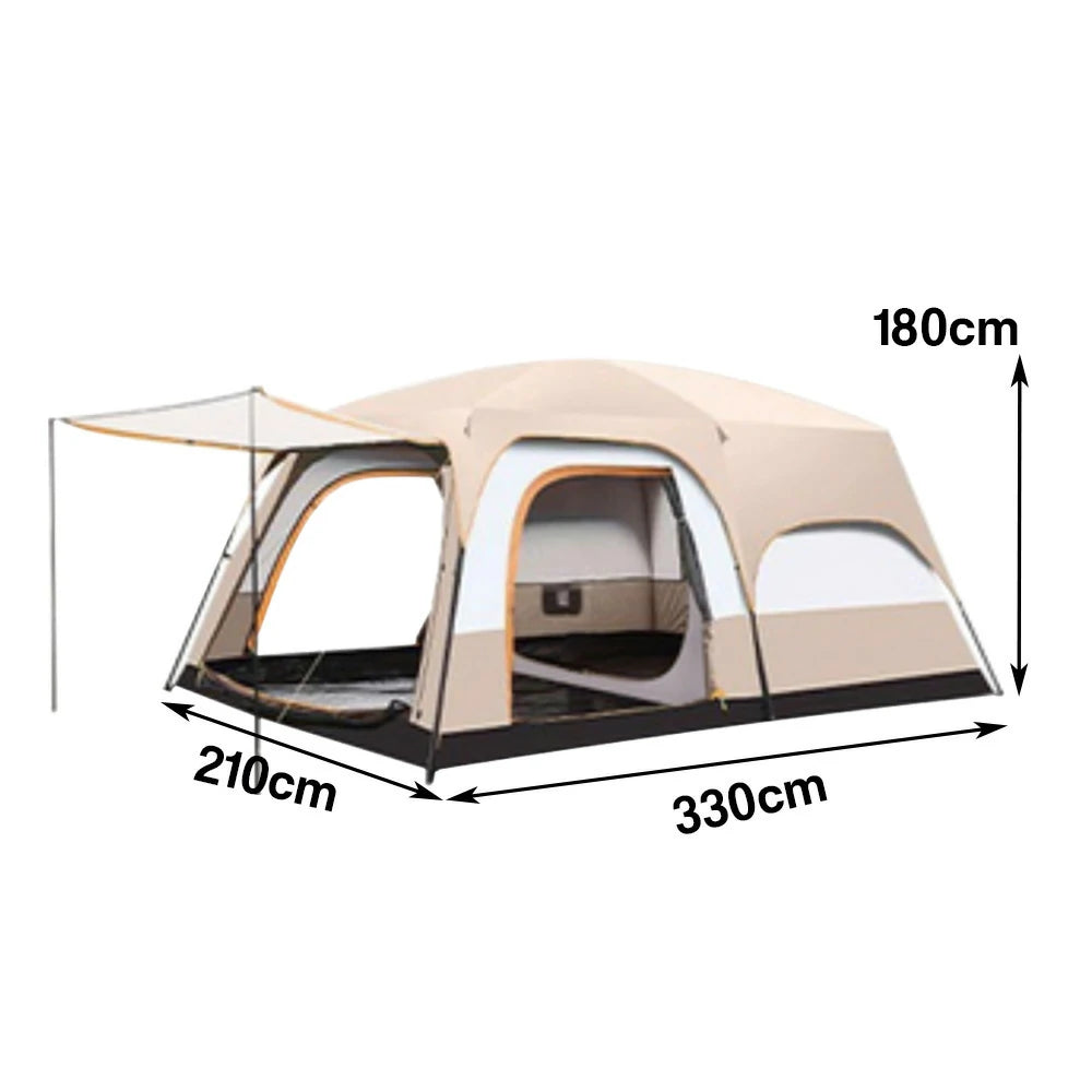 TREKKA Family Camping Tent for 2-6 People with Living Area - Double-Room Layout, Ventilated Design, Comfortable Outdoor Shelter - Mist Grey