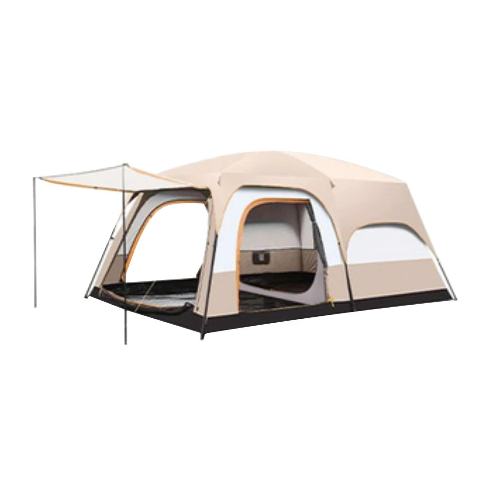 TREKKA Family Camping Tent for 2-6 People with Living Area - Double-Room Layout, Ventilated Design, Comfortable Outdoor Shelter - Mist Grey