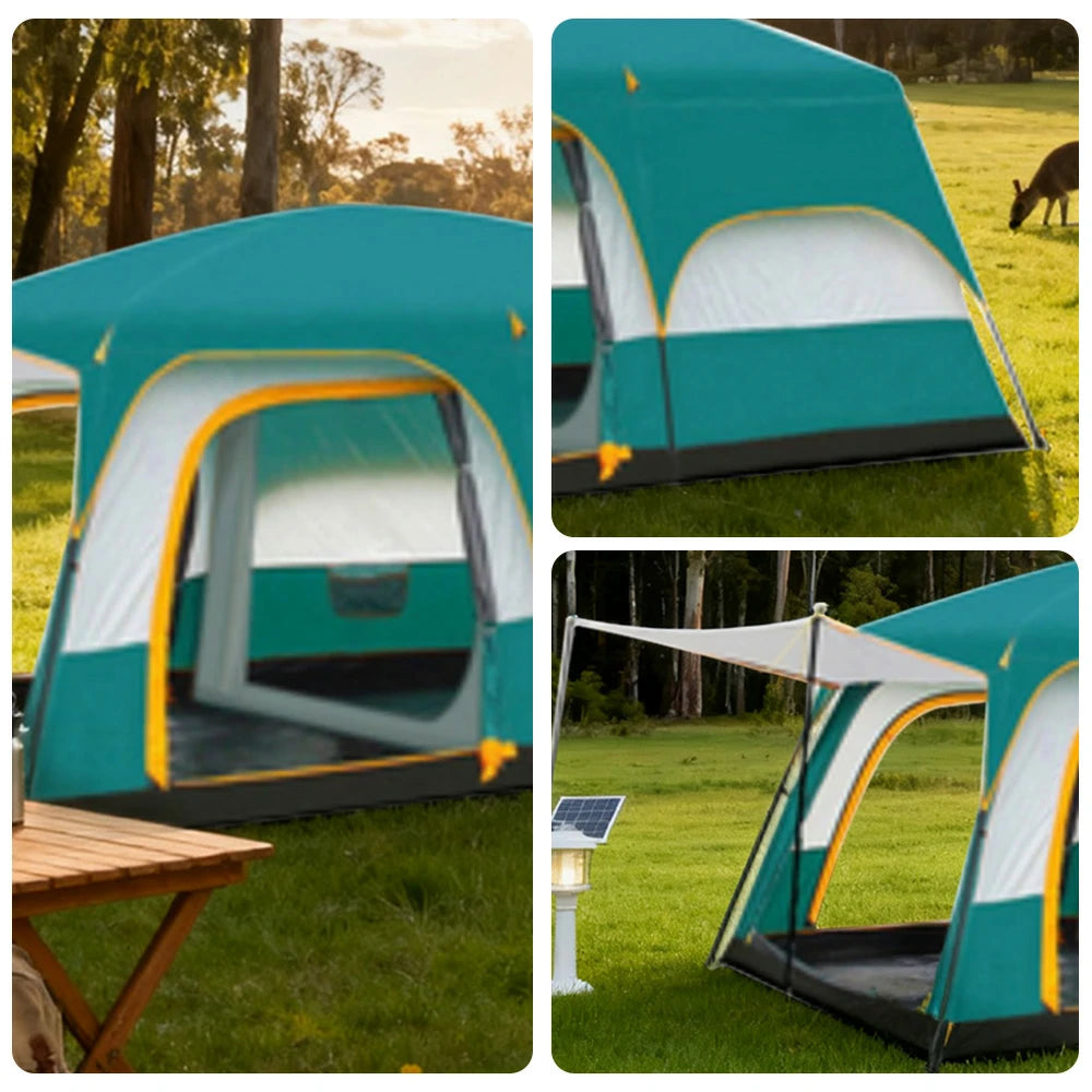 TREKKA Family Camping Tent for 2-6 People with Living Area - Double-Room Layout, Ventilated Design, Comfortable Outdoor Shelter - Green