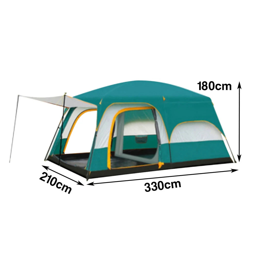 TREKKA Family Camping Tent for 2-6 People with Living Area - Double-Room Layout, Ventilated Design, Comfortable Outdoor Shelter - Green