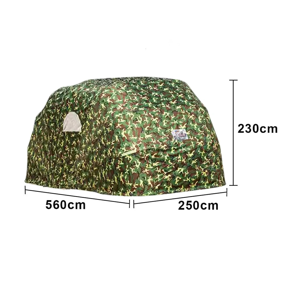 TREKKA Manual Car Canopy - 5.6/6m Upgraded Galvanized Steel Frame with Reinforced Structure, Waterproof & UV-Resistant Fabric, Wind-Stable Design - Camouflage