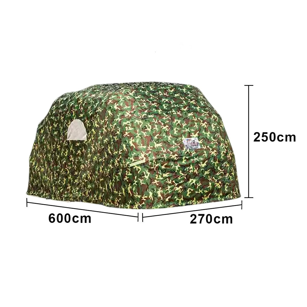 TREKKA Manual Car Canopy - 5.6/6m Upgraded Galvanized Steel Frame with Reinforced Structure, Waterproof & UV-Resistant Fabric, Wind-Stable Design - Camouflage