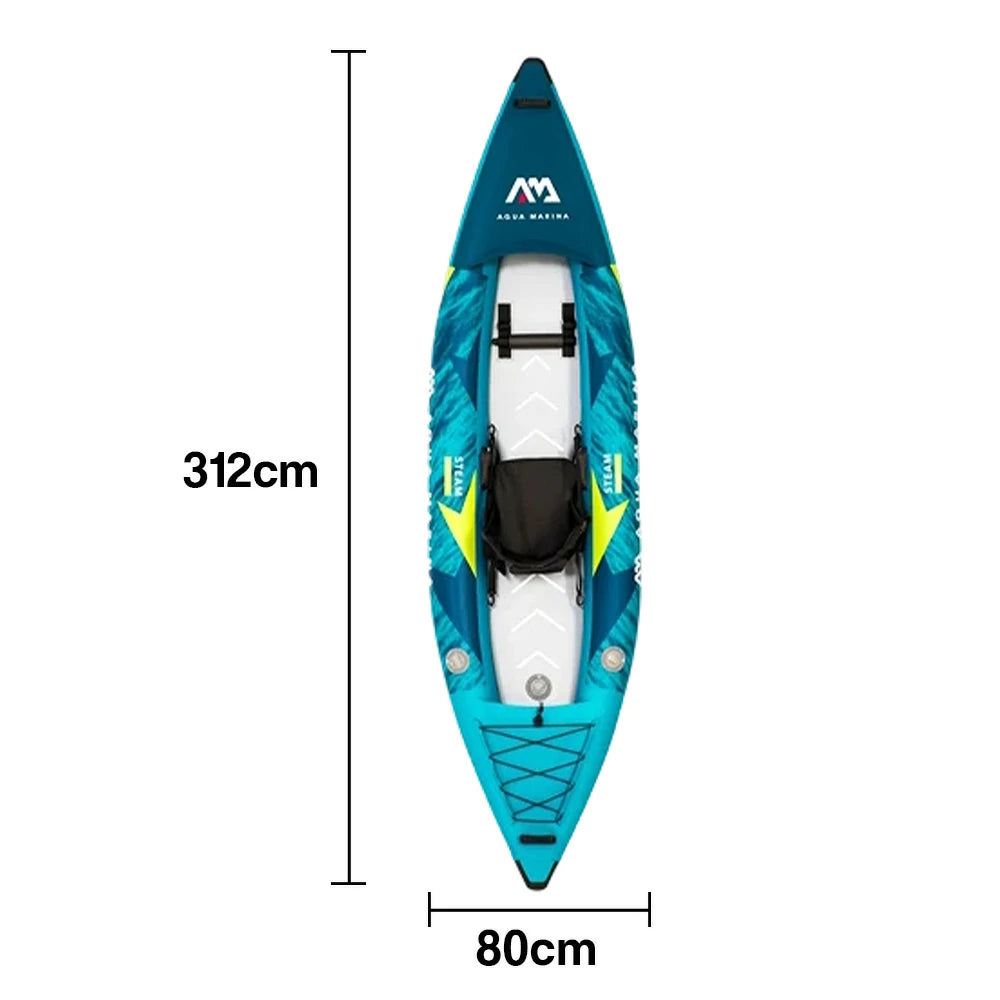 TREKKA 312/412cm Kayak Durable PVC Construction Multi-Chamber Design Splash-Proof Bow Quick-Drain Valve Ideal for Fishing & Recreation