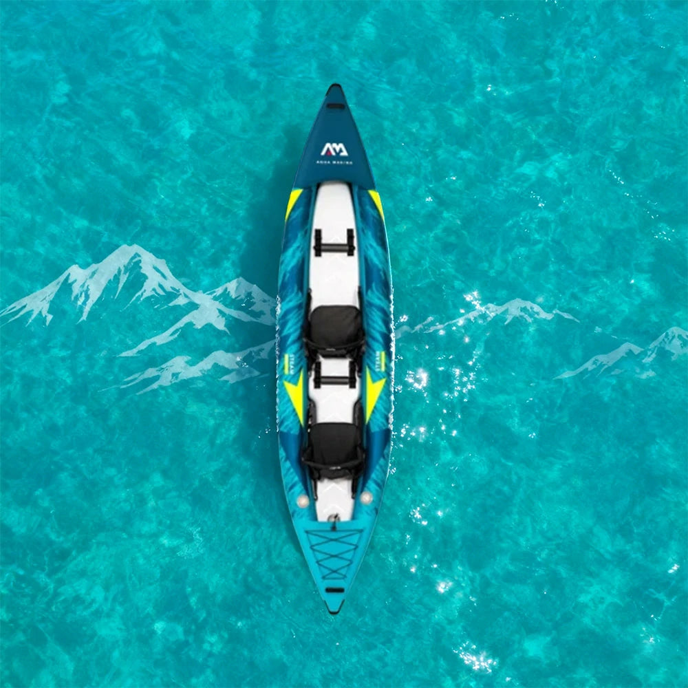 TREKKA 312/412cm Kayak Durable PVC Construction Multi-Chamber Design Splash-Proof Bow Quick-Drain Valve Ideal for Fishing & Recreation