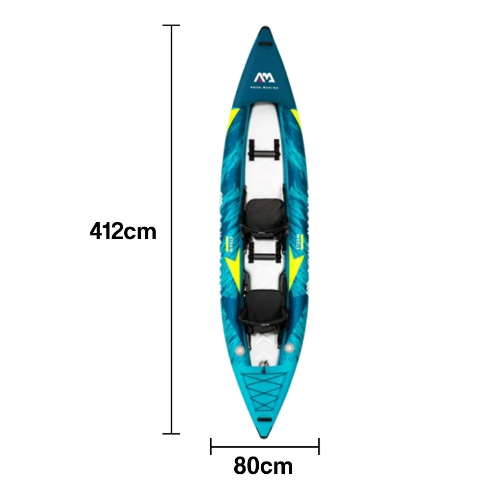 TREKKA 312/412cm Kayak Durable PVC Construction Multi-Chamber Design Splash-Proof Bow Quick-Drain Valve Ideal for Fishing & Recreation