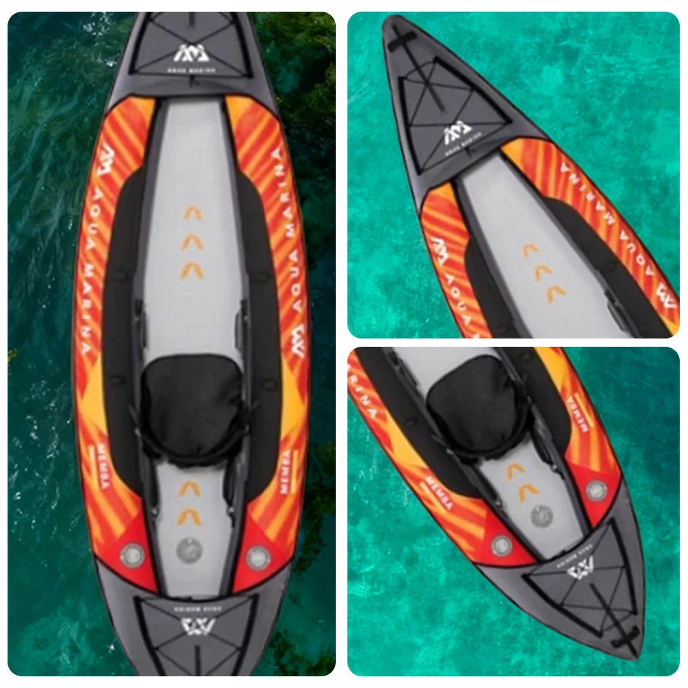 TREKKA 330/390cm Kayak Durable PVC Multi-Chamber Design Splash-Proof Bow Quick-Drain Valve Ideal for Fishing & Recreation