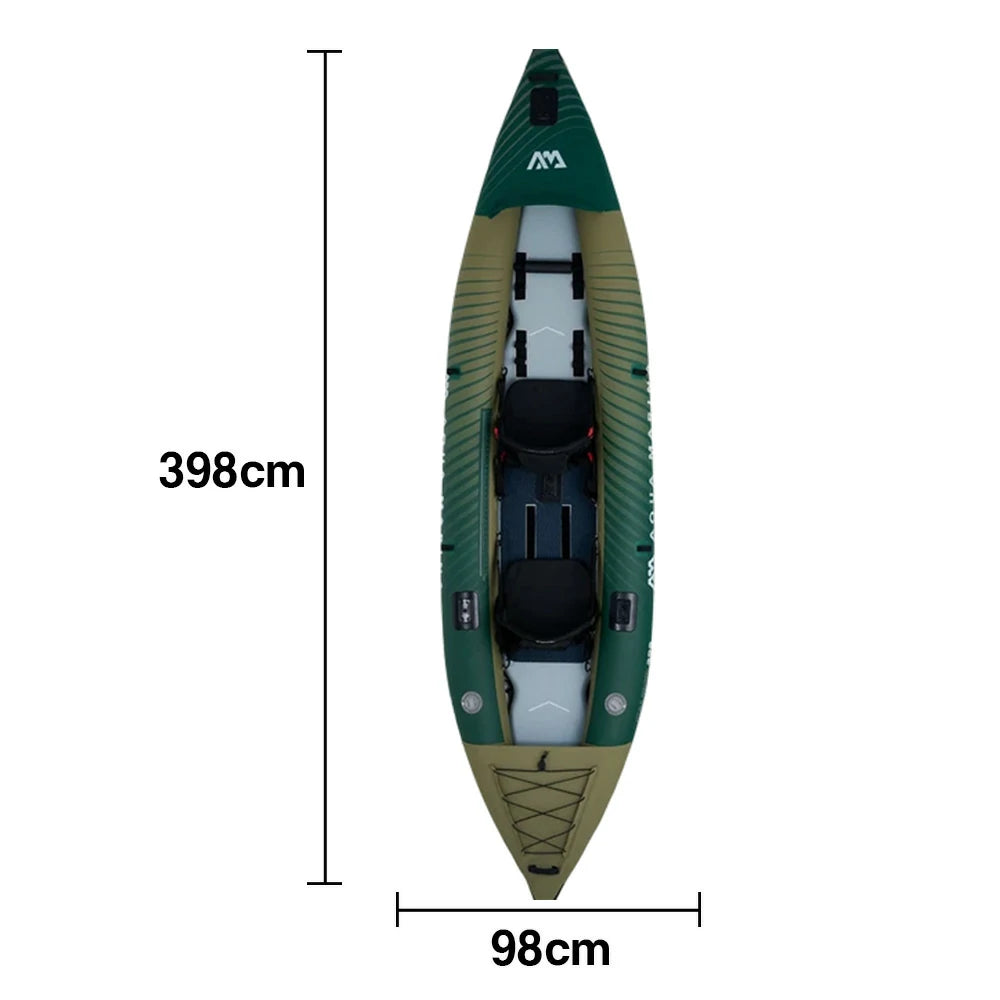 TREKKA 2-Person Kayak Durable PVC Multi-Chamber Design Removable Seat Cushion 398cm Ideal for Fishing & Recreation