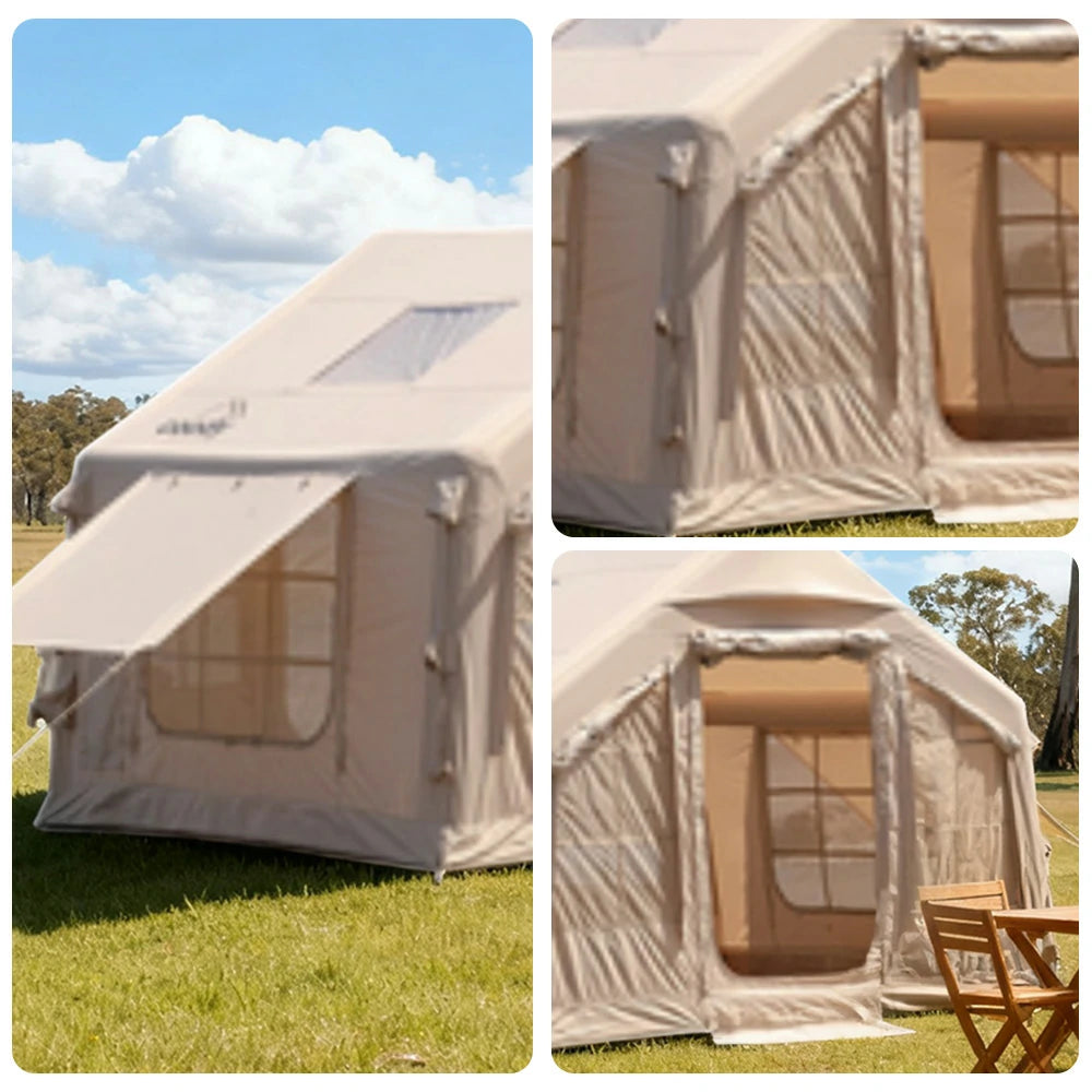 TREKKA Poly-Cotton Camping Tent - Durable Weather-Resistant Fabric, Large Panoramic Windows, Spacious Interior, Easy Setup - Beige