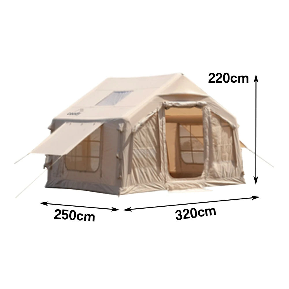 TREKKA Poly-Cotton Camping Tent - Durable Weather-Resistant Fabric, Large Panoramic Windows, Spacious Interior, Easy Setup - Beige