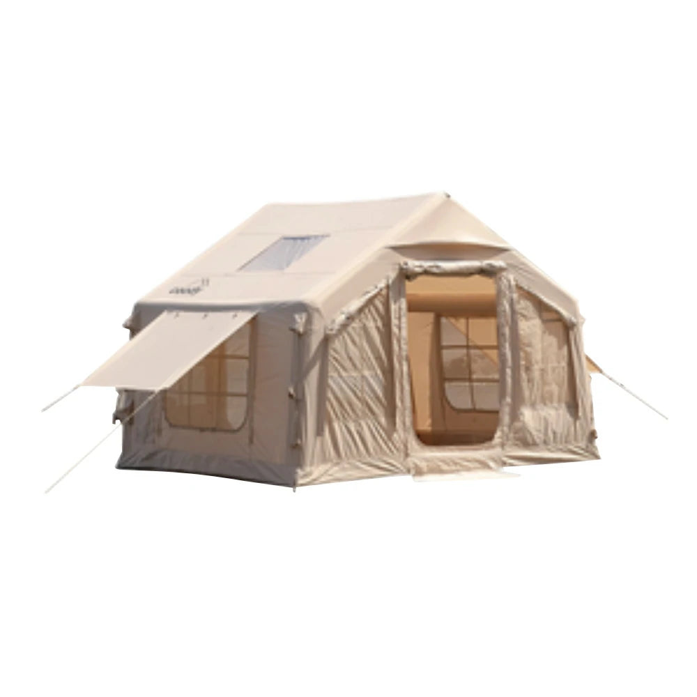 TREKKA Poly-Cotton Camping Tent - Durable Weather-Resistant Fabric, Large Panoramic Windows, Spacious Interior, Easy Setup - Beige